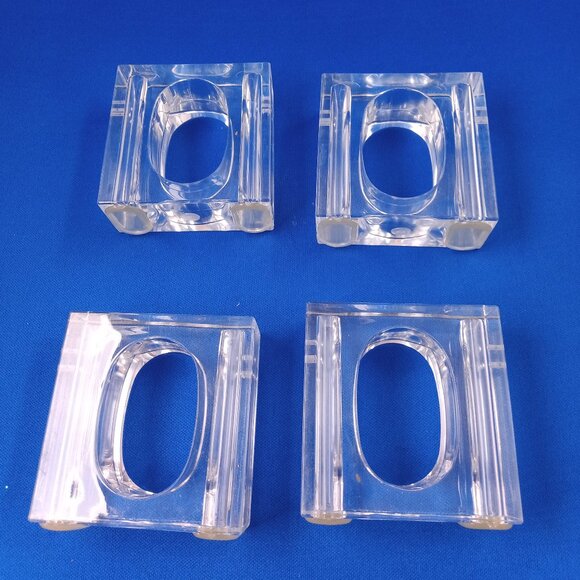 Set of 4 vintage clear plastic napkin holders salt & pepper combo in box unused - Picture 3 of 9